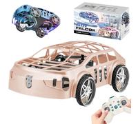 Flying Remote Control Car, 2.4G Drone Air Racer with LED Lights, Remote Control Flying Car with One Key Take Off/Landing, Easy to Fly Mini RC Drone for Men’s Day (with 1 battery, Gold)