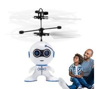 Flying Robot Mini Drone - USB rechargeable kids toy | remote control robot helicopter with LED lights for boys girls, indoor outdoor hover drone, safe propeller guard play