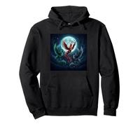 Flying Roosters under the terrestrial moon Funny Meme Pullover Hoodie