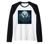 Flying Roosters Under The Terrestrial Moon Funny Meme Raglan Baseball Tee