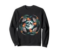 Flying Roosters under the terrestrial moon Funny Meme Sweatshirt