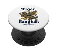 Flying Sacred Tiger Illustration with Bangkok Typography PopSockets Adhesive PopGrip