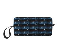 Flying Saucer at Night Print Foam Padded Cosmetic Case Simple Organizer Pouch Lightweight Travel Bag for Space Saving