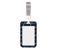 Flying Saucer at Night Printed Id Card Badge Holder with Neck Strap Waterproof Name Card Holder Plastic Vertical Sleeve Pocket