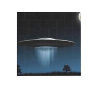 Flying Saucer at Night Printed Square Jigsaw Puzzle 12.8x12.8 CM, Puzzle Challenging Game for Adults Gifts, Family Fun Decorative Wall Decor