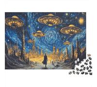Flying Saucer Puzzles 1000 Pieces Sci Fi Starry Sky Children's Toys for Adults And Kids Gift High Difficulty Game Challenging Puzzles 1000pcs (75x50cm)