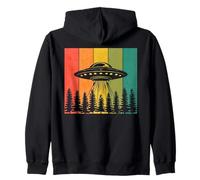 Flying Saucers Over Forest UFO Abductions Alien Conspiracies Zip Hoodie