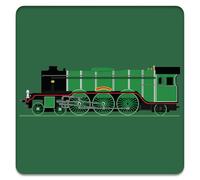 Flying Scotsman Drinks Coaster (One), for Steam Train Enthusiasts, Made from Bamboo, Birthdays, Father's Day, Christmas and Other Occasions, 10 x 10 cms, Green