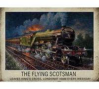Flying Scotsman Leaves Kings Cross- The Golden Age Of The Steam Train - Metal Sign - 3 Sizes To Choose - Home Decor - Unique Gift (16” X 12” 400 X 300 mm)
