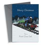 Flying Scotsman steam train Christmas card for a first class Dad