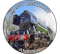 Flying Scotsman Train ICING circle round edible cake topper 7.5 inch (Size can be changed)