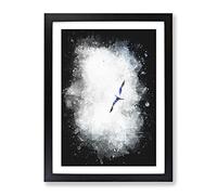 Flying Seagull Abstract Paint Splash Modern Framed Wall Art Print, Ready to Hang Picture for Living Room Bedroom Home Office Décor, Black A4 (34 x 25 cm)