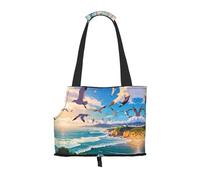 Flying Seagull Printed pet Shoulder Bag, Suitable for Small Dogs and Cats, Shopping and Travel Dual-Purpose Bag