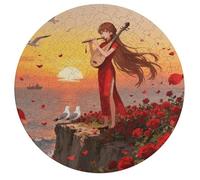 Flying Seagull View Personalized Jigsaw Puzzles, 195Pcs Custom Wooden Jigsaw Puzzle Round Puzzle Gift Adult