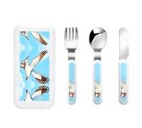 Flying Seagulls 3-Piece Printed Cutlery Set Knife Fork and Spoon Perfect for Travel and Parties