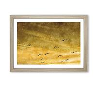 Flying Seagulls at Sunset Painting Framed Print | A2 Oak Framed Wall Art | Ready to Hang | Modern Animal Picture | Living Room Bedroom Lounge Office