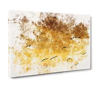 Flying Seagulls At Sunset Watercolour Canvas Print | Gallery Wrapped 30mm Frame Wall Art | 20x14 inches | Ready to Hang | Modern Landscape Picture | Living Room Bedroom Lounge Office