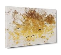Flying Seagulls At Sunset Watercolour Canvas Print | Gallery Wrapped 30mm Frame Wall Art | 30x20 inches | Ready to Hang | Modern Landscape Picture | Living Room Bedroom Lounge Office