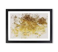 Flying Seagulls at Sunset Watercolour Framed Print | A2 Black Framed Wall Art | Ready to Hang | Modern Animal Picture | Living Room Bedroom Lounge Office