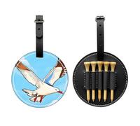 Flying Seagulls Black Golf tee Storage Bag, Multifunctional Golf tee Storage Bag for Men, Durable PU Material