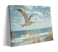 Flying Seagulls Canvas Prints Wall Art Natural Animal Modern Ocean Landscape Paintings for Living Room Bedroom Office Home Decorations Stretched And Framed Artwork Ready to Hang 12x18inch(30x45cm)