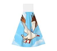 Flying Seagulls Coral fleece hand towel, super absorbent hanging kitchen towel, children's adult bathroom kitchen hanging hand towel