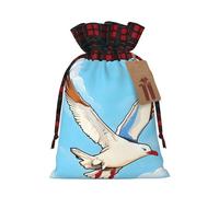 Flying Seagulls Holiday Printed Drawstring Pouch M, Lightweight Drawstring Bag For Storage And Wrapping