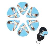Flying Seagulls Print Guitar Picks 6 Pack Guitar Plectrums with Pick Holders Bass Picks For Acoustic Guitar Bass Electric Ukulele Includes 0.46mm, 0.71mm, 0.96mm