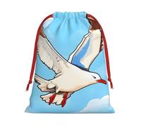 Flying Seagulls Print Holiday Drawstring Bag, Treat Pouch Wrap,Reusable Event Favor,Daily Storage Bag L