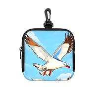 Flying Seagulls Small Waterproof Zipper Pouch-Neoprene Storage Bag for Earbuds, Keychain Clip Case