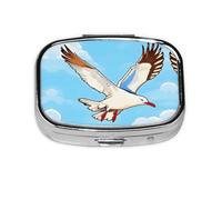 Flying Seagulls Square mini Pill Box, Travel Pill Box, can be Put into Wallet or Pocket to Store a Variety of Small Items