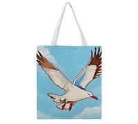 Flying Seagulls Tote Bag, Aesthetic Canvas Tote Bag Reusable Grocery Shopping Bag for Women Men