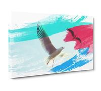 Flying Seagulls V2 Canvas Print | Gallery Wrapped 30mm Frame Wall Art | 30x20 inches | Ready to Hang | Modern Bird Picture | Living Room Bedroom Lounge Office