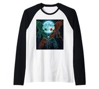 Flying Skeletons Under The Terrestrial Moon Funny Meme Raglan Baseball Tee