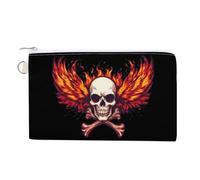 Flying Skull Fire Cute Coin Purses for Women Men Lightweight Portable Zero Wallet Pouches with Zipper