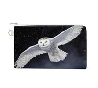 Flying Snowy Owl Cute Zero Wallet for Women Men Lightweight Coin Pouch with Zippered