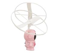 Flying Spaceman Toy for Kids Dual Blade Rechargeable Outdoor Induction Flying Toy with Lights for Christmas Children's Day Birthday Gift (Pink)