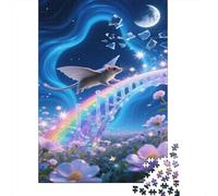 Flying Squirrel Jigsaw Puzzles Puzzles for Adults Kids. 1000 Pieces Moon Rainbow Bridge Whimsical Challenge Toy Educational Game Home Decoration for Educational Games Gifts 1000pcs (75x50cm)