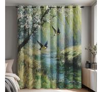 Flying Swallow Curtains for Bedroom, Weeping Willow Blackout Curtains for Living Room, 54 Drop Eyelet Window Treatments Home Decor 66 X 54 Inch (W X L), 2 Panels X&-192