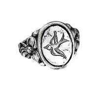Flying Swallow Open Rings for Men Boys Women Retro Baroque Sculpture Statement Adjustable Expandable Gothic Finger Ring Sterling Silver Plated Comfort Fit Vintage Animals Unisex Party Jewelry Gifts,