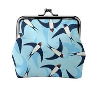 Flying Swallows, PU Leather Coin Purse, Small Wallets, Change Pouch with Kiss Lock Clasp Buckle, Change Purse