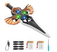 Flying Sword Rc Glider, Remote Flying Sword, Rem-ote Controlled Stunt, Drop-Resistant Material, 360° Stunt Flip, One-Button Lifting, Three-Speed Adjustment (Brown,Dual batteries,Handle)