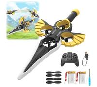 Flying Sword Rc Glider, Remote Flying Sword, with Autopilot & Gyro Stabilizer, 3-Speed Control, One-Button Lift, Lightweight Easy to Fly Rc Glider, Gift for Adults or Teens (2*Battery-Gold)