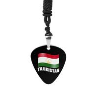 Flying Tajikistan Flag Womens Guitar Pick Necklace for Men Pendant with Chain Music Accessory