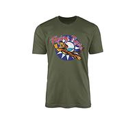 Flying Tigers T-Shirt - Air Force Squadron Logo Crest Design Armed Forces Airplane Novelty Tee Top Design 100% Combed Cotton High-Density Extreme Comfort (Military Green)