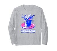 Flying to The Moon But First Coffee (Astronaut Graphic) Long Sleeve T-Shirt