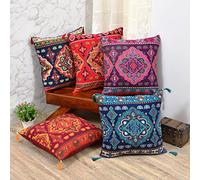 Flying Trade Indian Ethnic Pillow Covers Throw Cover for Couch Western Arabian Decor Set of 5 Colorful Cushion Boho Holiday Sofa Stuff Large Indie Bohemian Mandala Decoration Set of 5