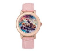 Flying Turtles Pizza Cat Wrist Watches for Women Men Quartz Stainless Steel Watch Easy to Read