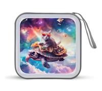 Flying Turtles Taco Pizza Cat CD Case 40 Capacity Plastic DVD Storage Box Sleeves Zippered Wallet