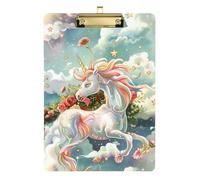 Flying Unicorns Veterinary clipboard Acrylic Cute for Homework Pediatric Size 9 x 12 Gold